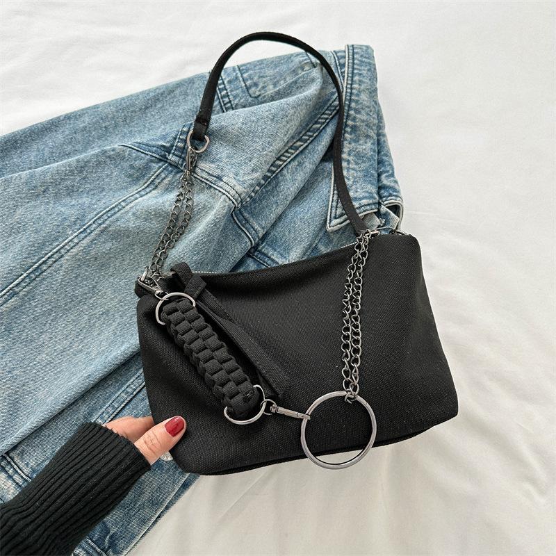 

Простая холщовая сумка через плечо, новая однотонная сумка большой вместимости на плечо, повседневная цепочка, модная легкая сумка через плечо