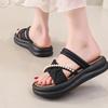Mode Mode String Perlen Plateau Sandalen Damen Neu Mix Farbe Plissee Offene Zehen Sandale Frau Anti-Rutsch Lackleder Sandalias Mujer