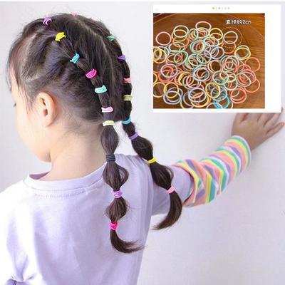 100 Pcs/Lot 2cm Hair Ties Gum Colorful Nylon Rubber Band Rope Doll Hair Accessories Black Elastic Hair Bands For Baby Girls