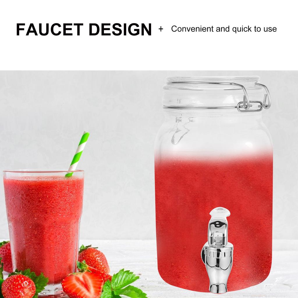 1pc Glass Juice Jar With Tap Leak Proof Beverage Dispenser Drink Container Barrel Storage Bottle Drinks Spigot Drinkware