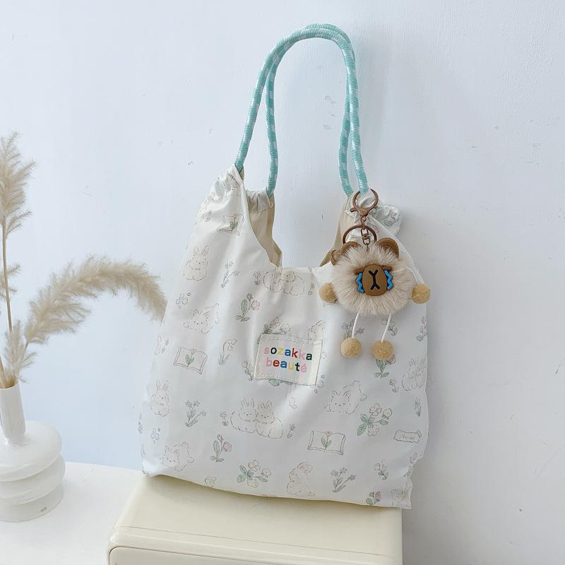 Japanese Cute Soft Girl Student Large-capacity Shoulder Bag Female Korean Version Small Fresh Girl Printed Portable Shopping Bag