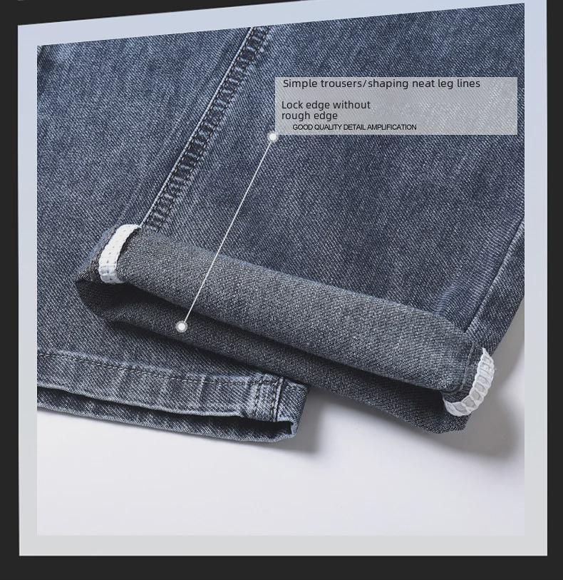 Męskie europejskie dżinsy proste typu slim fit z haftem: Wysokiej jakości, Modny, Lekki luksus, Elastyczny, Swobodny, Wszechstronny