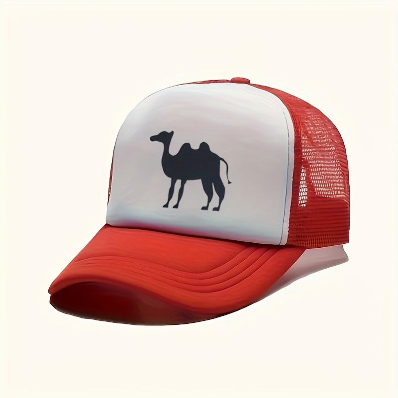 Camel Silhouette Trucker Hat Unisex Polyester Mesh Baseball Cap Casual Outdoor Adjustable One Size