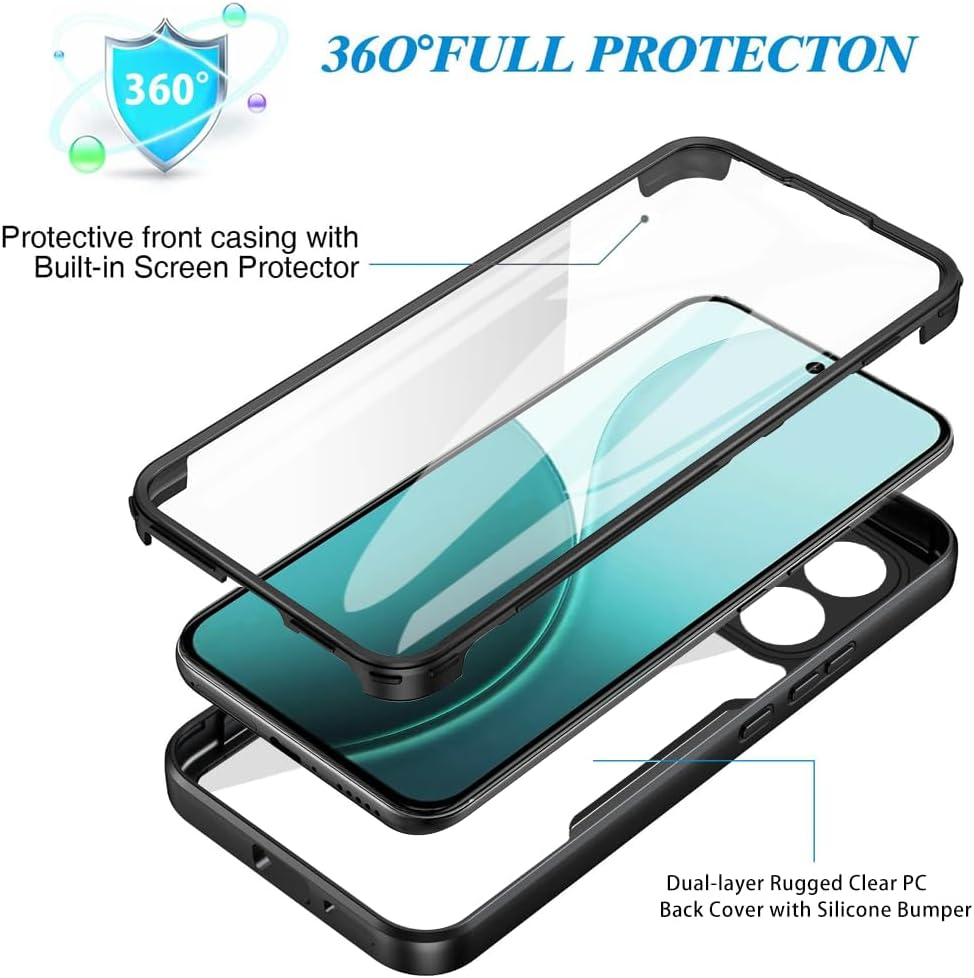 360 Grad Rundumschutz Hülle für Oppo Reno 15 Pro 5G Cover Eingebauter Displayschutz