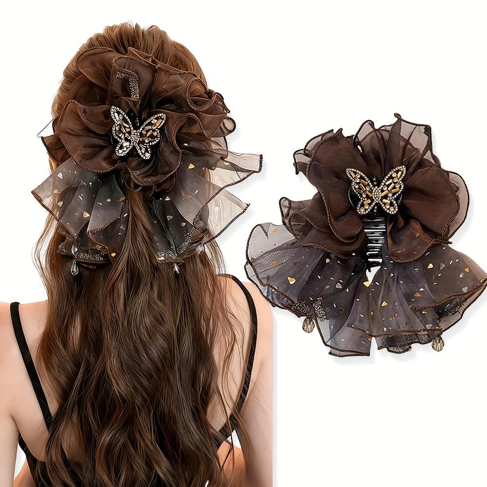 1PC Mesh Butterfly Hair Clip, Women's Fashion Shiny Butterfly Mesh Disc Hair Clip