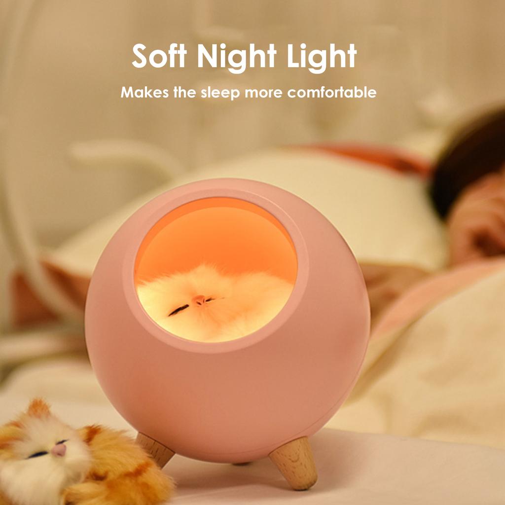 Lovely Cats House Night Lamp Children Bedroom Rechargeable Leds Sleeping Light Kids Birthday Gifts Portable Bedside Light