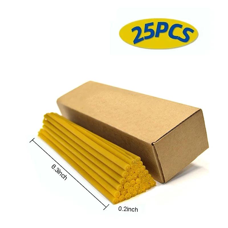 

25 шт./1 упаковка ханукальных свечей из натурального пчелиного воска, тонкие конусные медовые свечи для ритуала на день рождения без запаха