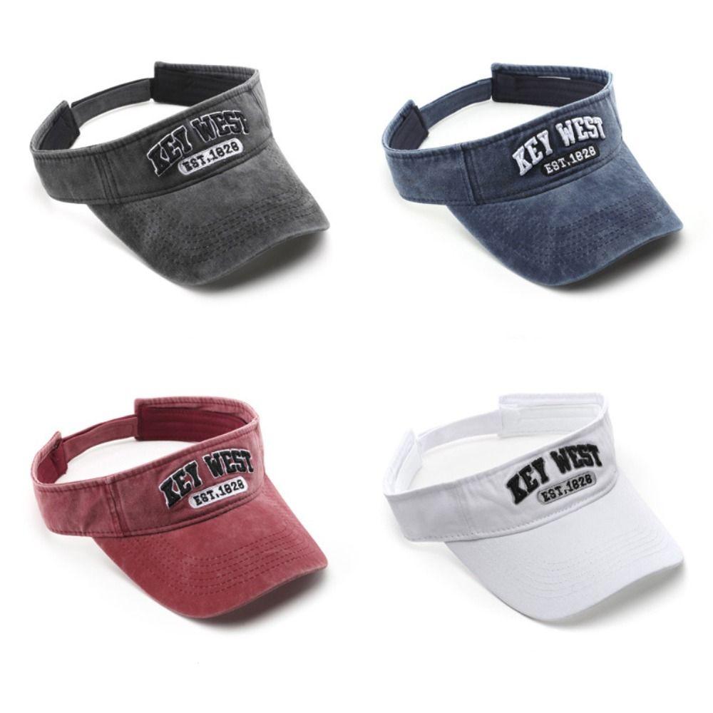 Cotton Letter Tennis Sunscreen Cap Adjustable Empty Top Sun Hat Summer Sports Sun Hats Summer