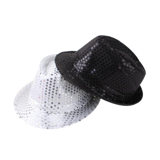Yousheng Jazz Hat Adult Kids Sequin Stage Show Hat Dance Performance Cap Christmas Halloween New Year Headwear