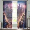 Street City Sky Gradient High Building Window Curtains For Living Room Bedroom Kitchen Chiffon Sheer Window Treatment