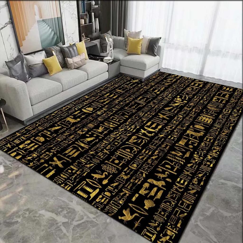Ägyptische Pharaonische Malerei Teppiche für Schlafzimmer Heimdeko Altes Ägypten Gott Katze Anubis Teppich Fußmatten für Wohnzimmer Rutschfest