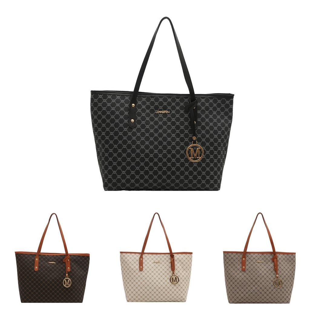 Large Capacity Tote Bag For Women With Pu Material And Checkered Pattern For Daily Use