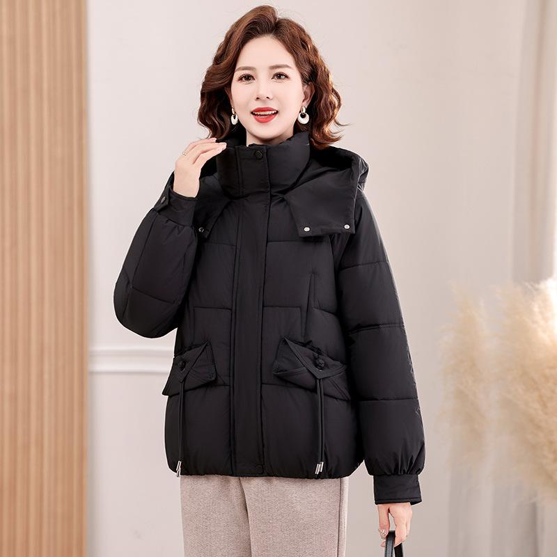 

Women’s Short Detachable Hood Windproof Thicken Warm Winter Jacket L чорний