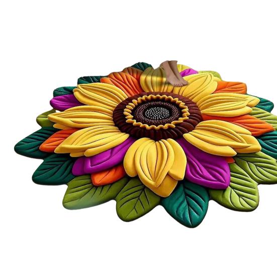 Yousheng Floor Mat Large Size Non-Slip Backing Plush Rug 3D Sunflower Design Door Mat Living Room Bathroom Kitchen Decoration