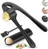 Kitchen Garlic Press Stainless Steel, Premium Rust Proof Dishwasher Safe Garlic Mincer, Durable Garlic Crusher Set with Peeler Brush, Easy To Clean