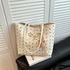 2025 new small fresh printed tote bag large capacity women's fashion texture shoulder bag work commuter bag