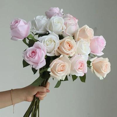 5Pc Real Touch Artificial Flowers Rose Bridal Bouquet Wedding Decor Latex Roses Valentine's Day Gift Party Home Fake Rose Floral