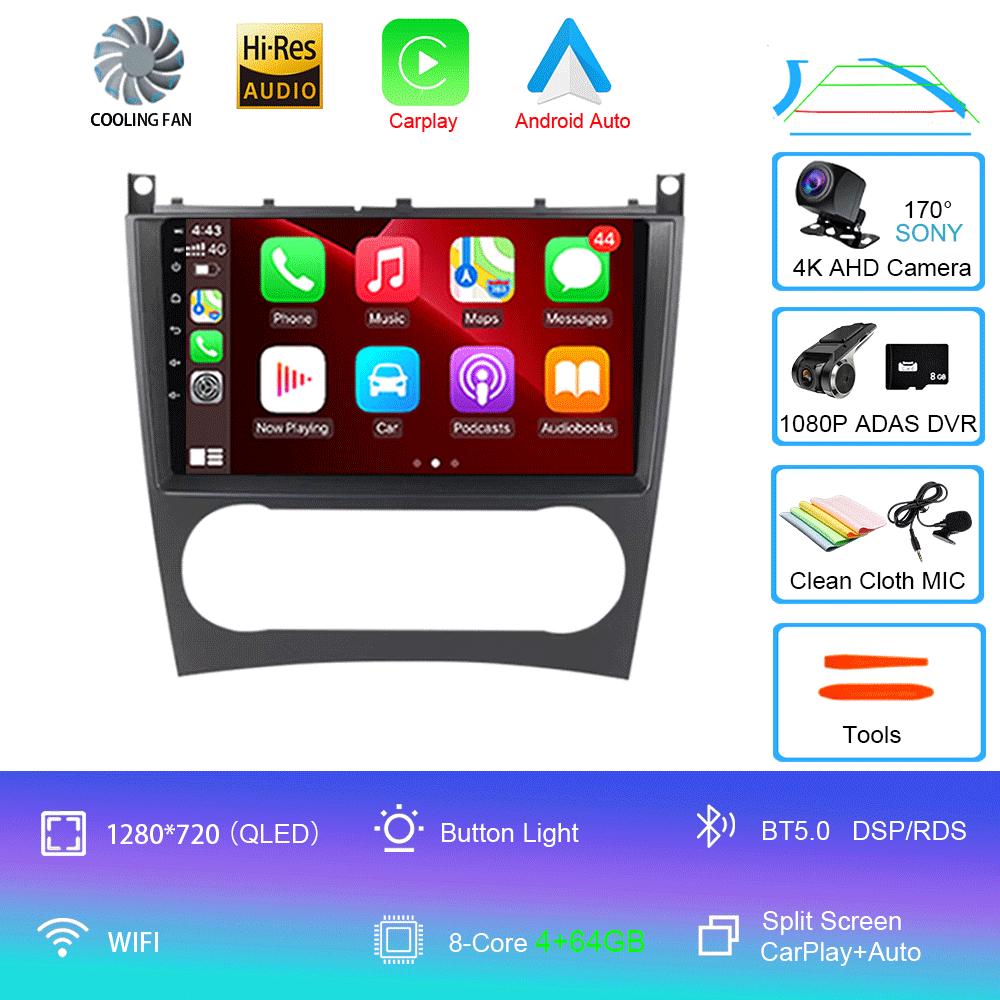 Pentru Mercedes/Benz/CLK/W203/W209/W219 W169 A160 C180 C200 Navigație GPS Player video Auto Radio 8+128G Android 14 Video pentru mașină