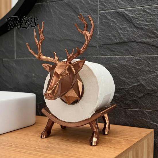 Rustproof Organizer 3D Printed Elk Toilet Paper Holder, Stable Base Bathroom Tissue Roll Modern Accessory Decor Dispenser, Waterproof PLA Decorative