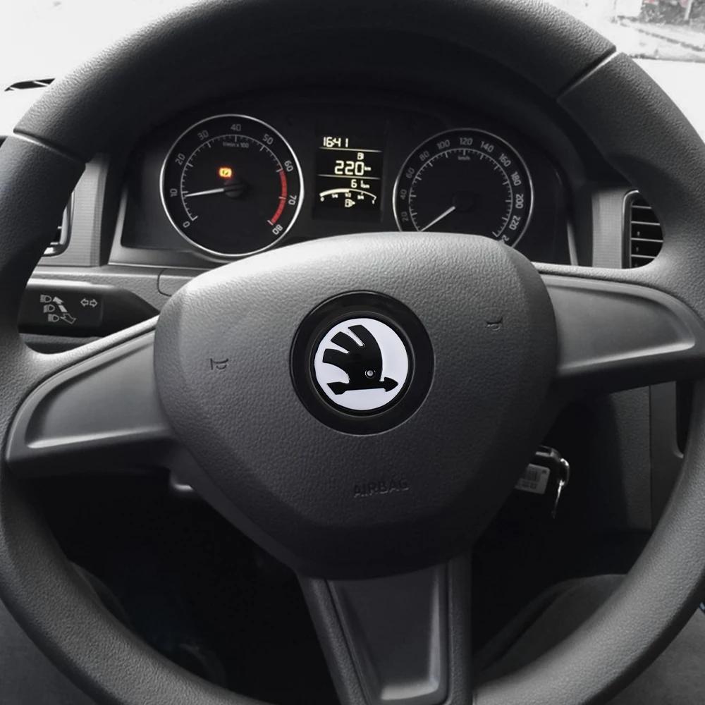 ABS Auto Stuurwiel Embleem Badge Sticker Decal Voor Skoda Kylaq Elroq Kodiaq Octavia Enyaq Kamiq Rapid Superb Karoq Fabia Yeti