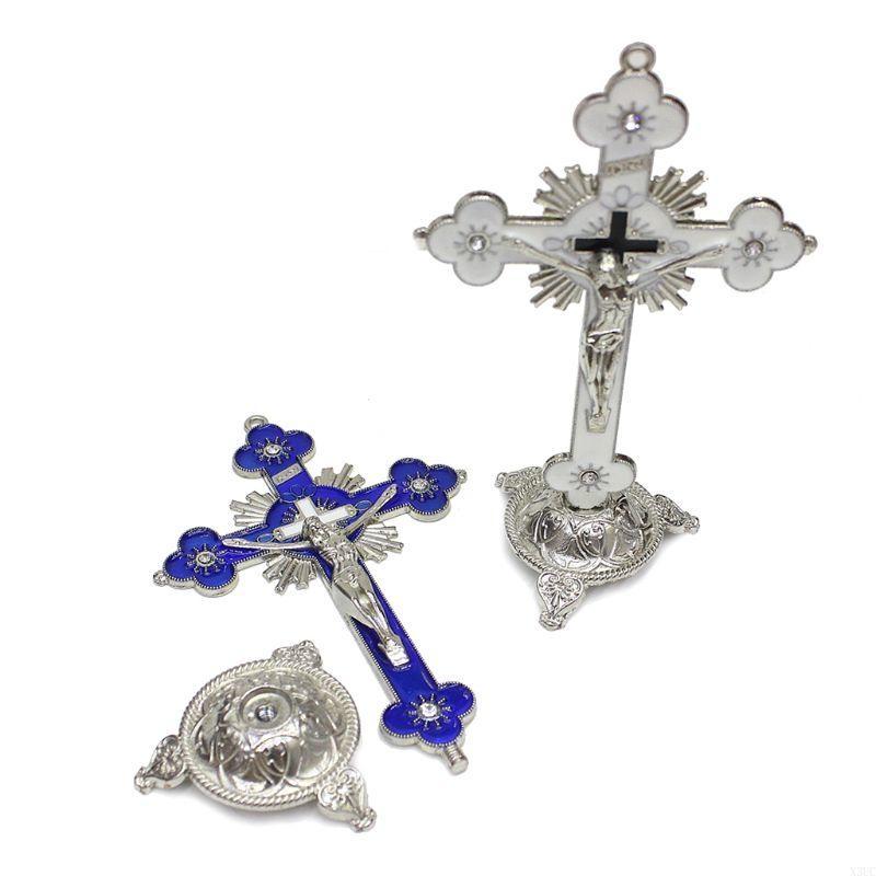 Plum Blossom Metal for Cross Jesus Christ Bitterness Church Sacred Statue Ornaments Office Household Religious Goods X3UC