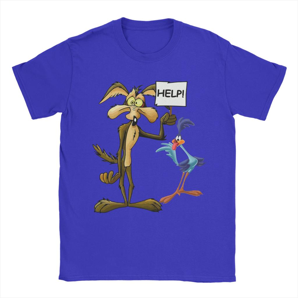 Roadrunner Wile E. Coyote Cartoon T-Shirts, Cool Pure Cotton T-Shirt, Short Sleeve Crew Neck T-Shirts, Sizes 4XL 5XL 6XL,Unisex,gift,Top