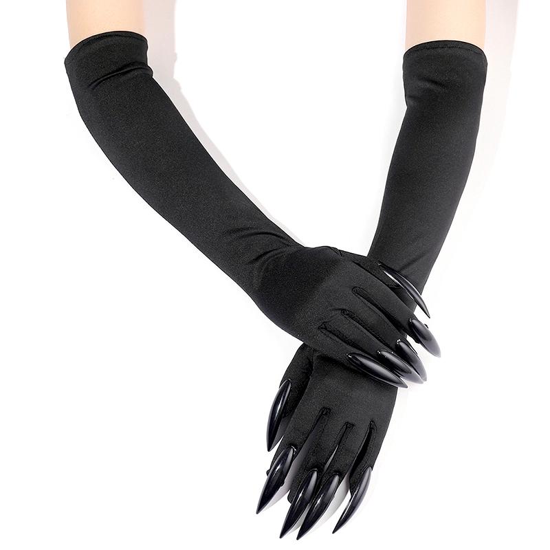 1Pair Vampire Claw Gloves Masquerade Wear Cosplay Funny Halloween Costume Gloves Black Mardi Gras Sparkly Scary Claw Gloves