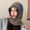 Neck Guard Flower Balaclava Hat Wool Knitted Pullover Hat Casual Ear Protection Hat  Winter/Autumn