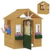 Outdoor Kids Playhouse, Wooden Wendy House with Door, 3 Windows, 2 Flower Boxes for Garden, Indoor Playroom