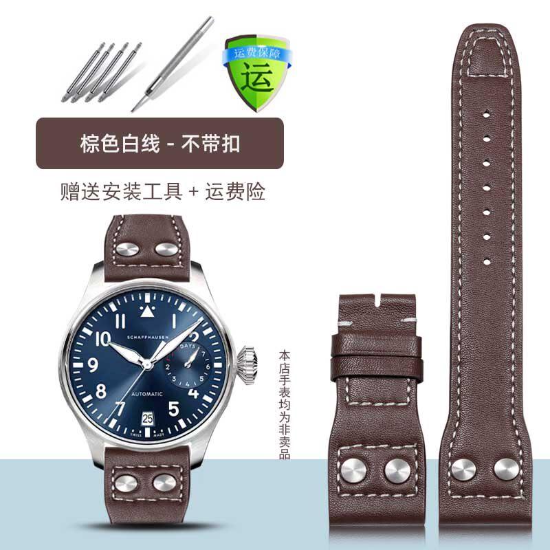 Für IWC Pilot Kleiner Prinz Mark 18 20 Bronze Spitfire Jäger Großes Fliegen Lederarmband Herren Portugiesisches Leder Uhrenkette 21 22mm
