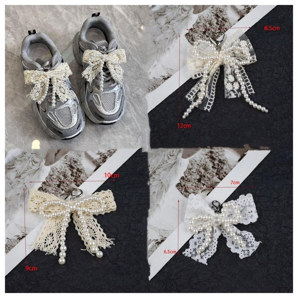 1 Pc Lace pearl bow Shoe Shoelaces Charms for Sneakers Decorative Shoe Flower Buckle Decorative Shoe Fashion Charm Accessories