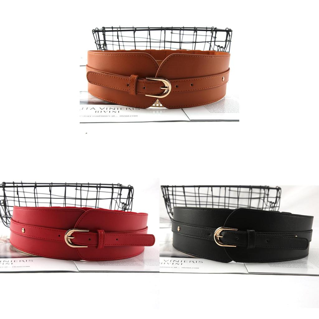 Breiter Taillengürtel im Vintage-Stil aus Kunstleder mit Metallschnalle für Freizeitkleidung