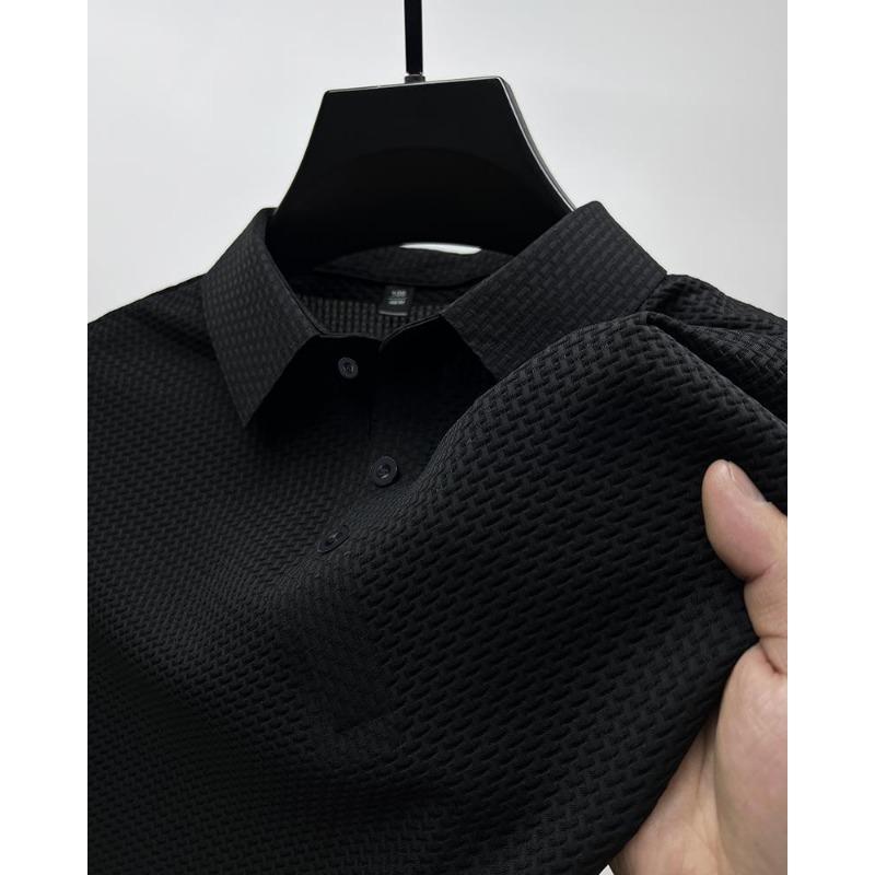 Polo da uomo a maniche corte in maglia a nido d'ape Casual Traspirante Top da lavoro