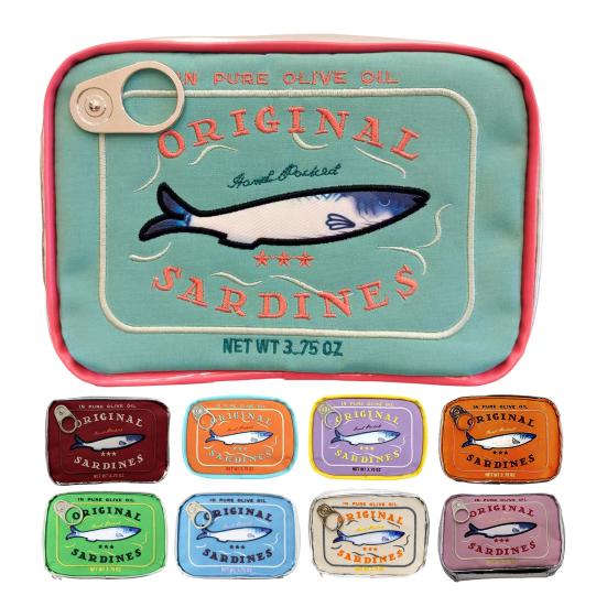 Canned Sardines Makeup Bag Large Capacity Zipper Closure Exquisite Embroidery Patterns Portable Travel Toiletry Bag Cosmetic Organizer