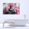 Canvas Print, Buddha and Bamboo Pink Leaves