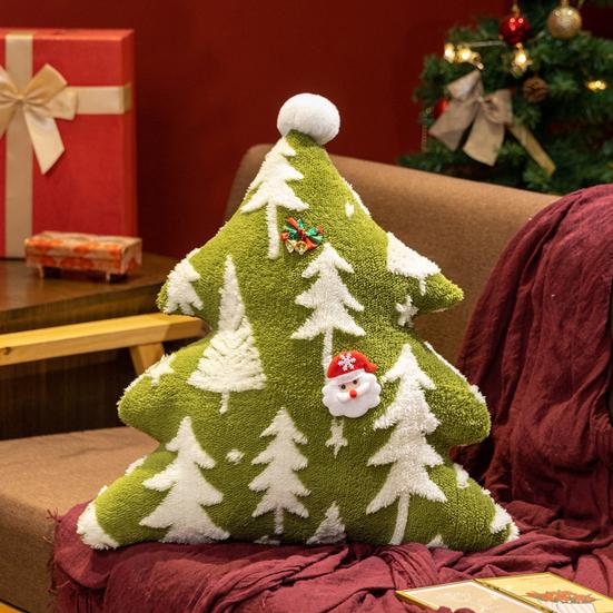 Christmas Tree Plush Pillow Cartoon Stuffed Toy Soft Sofa Cushion Holiday Home Decoration for Couch Bed