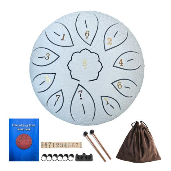 6-Inch Steel Tongue Drum with Mallets Note Stickers Stand 11 Notes Meditation Yoga Sound Therapy Hand Pan Drum Musical Percussion Instrument