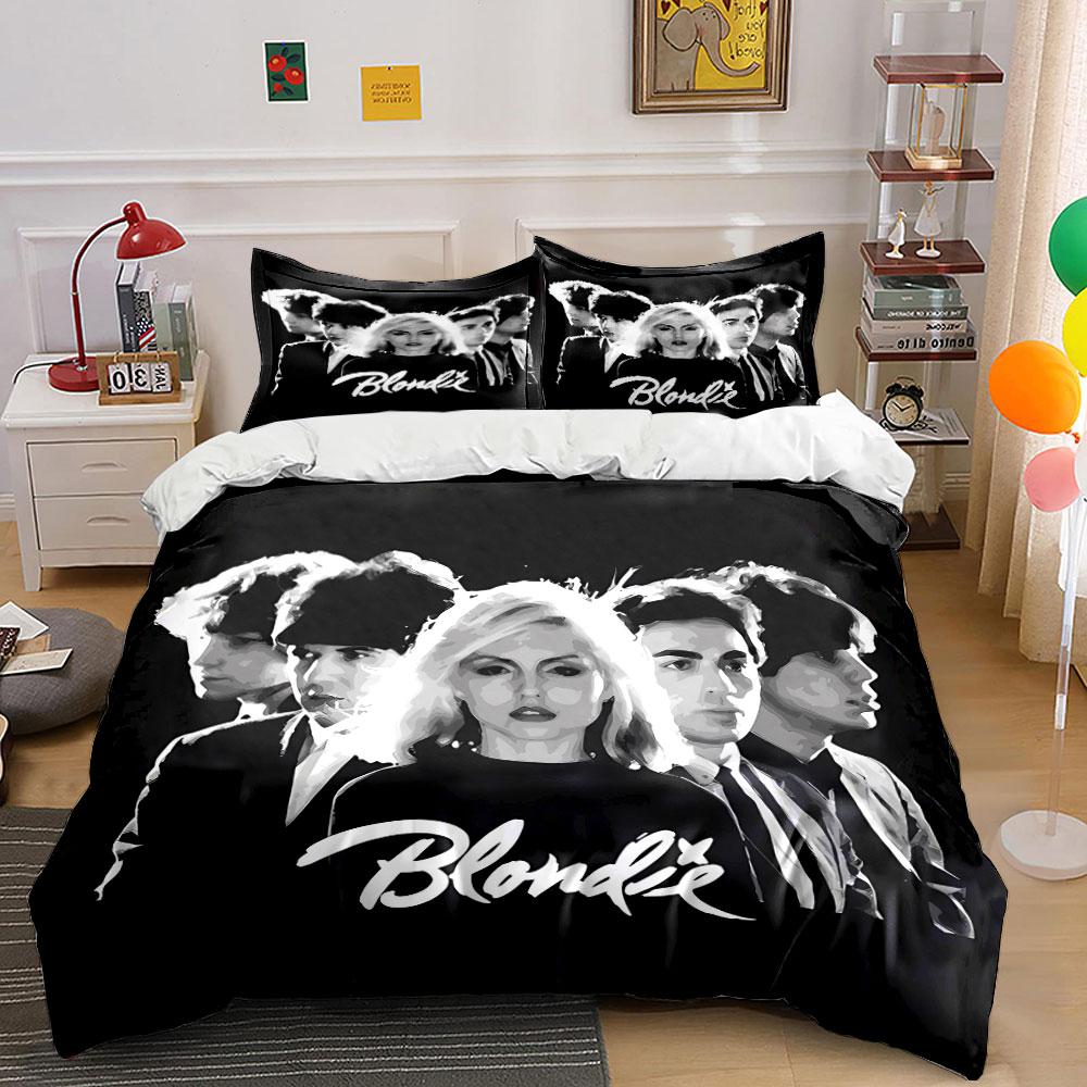 Blondie Band Black & White Style Bedding Duvet Cover Set Duvet Cover Pillowcases (1*Duvet Cover 2*Pillowcases, without duvet insert)