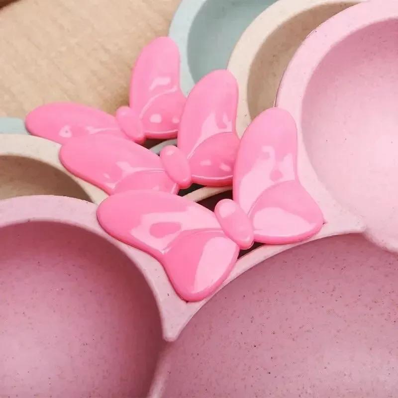 3 Stück/Set Cartoon Baby Schüssel Geschirr Set Weizenstroh Kindergeschirr Kinder Abendessen Fütterungsplatte Schleife Speiseteller Löffel Gabel