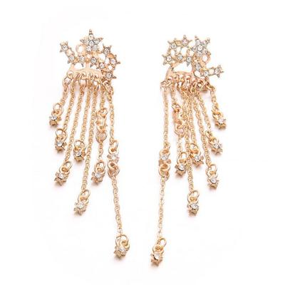 Boucles d'oreilles longues pour femmes, mode, design étoile brillante, pompons