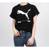Puma T-shirt a maniche corte con logo grande e codice a barre da donna Top Nera 583865-01
