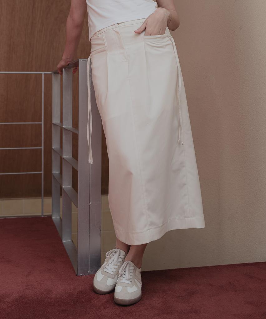 Hardcore Happiness Pocket Rope Long Skirt_Light Beige