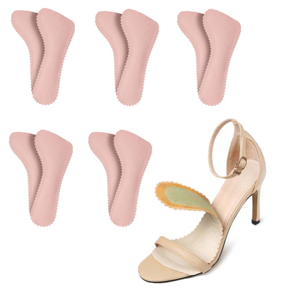 

5 пар женских стелек, подушечек для обуви, дышащих вставок для поддержки свода стопы, самоклеящихся подушечек, удобных сандалий с подошвой из кожи, впитывающих пот