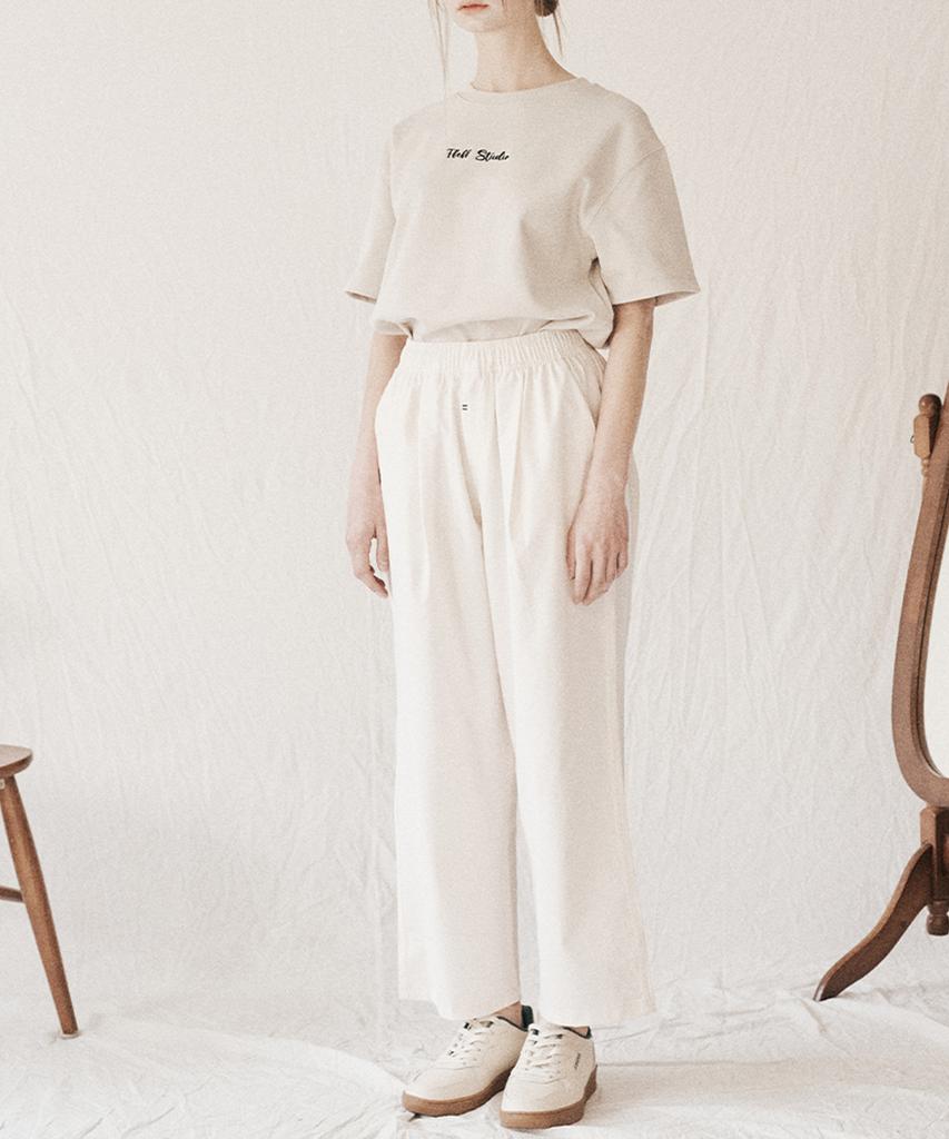FFEFF STUDIO 23Ss High-Tension Wide Elastic Waist Pants (Cream)