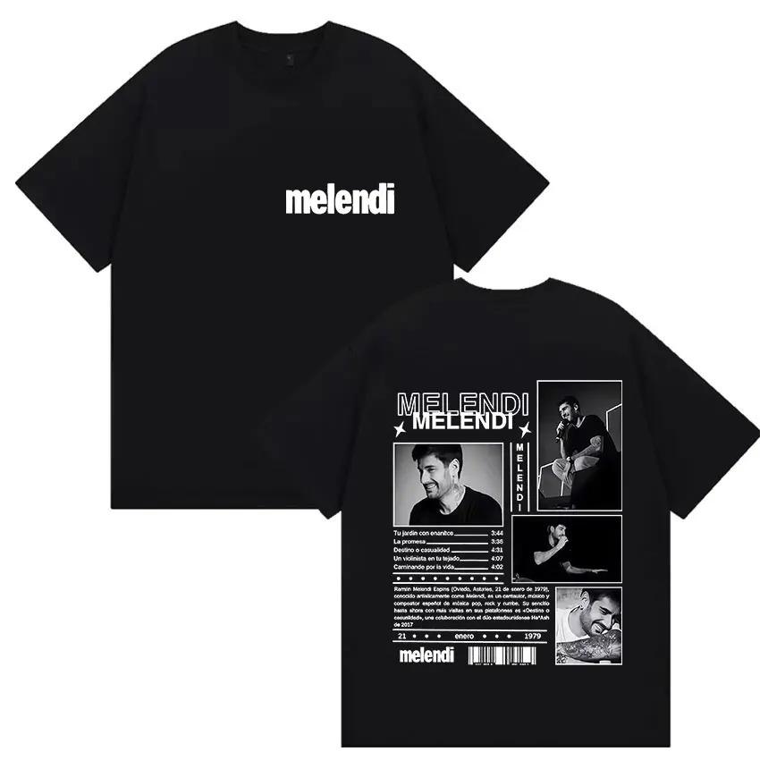 Rapper Melendi Tour 2025 Album Merch T Shirts Men's Vintage Gothic Oversized Cotton T-shirt Plus Size Streetwear Cotton Hip Hop