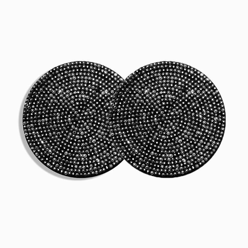 2Pcs Bling Car Cup Holder Coaster with Rhinestone Anti Slip Insert Mat Pads for Women Girls Universal Auto Interior Accessories