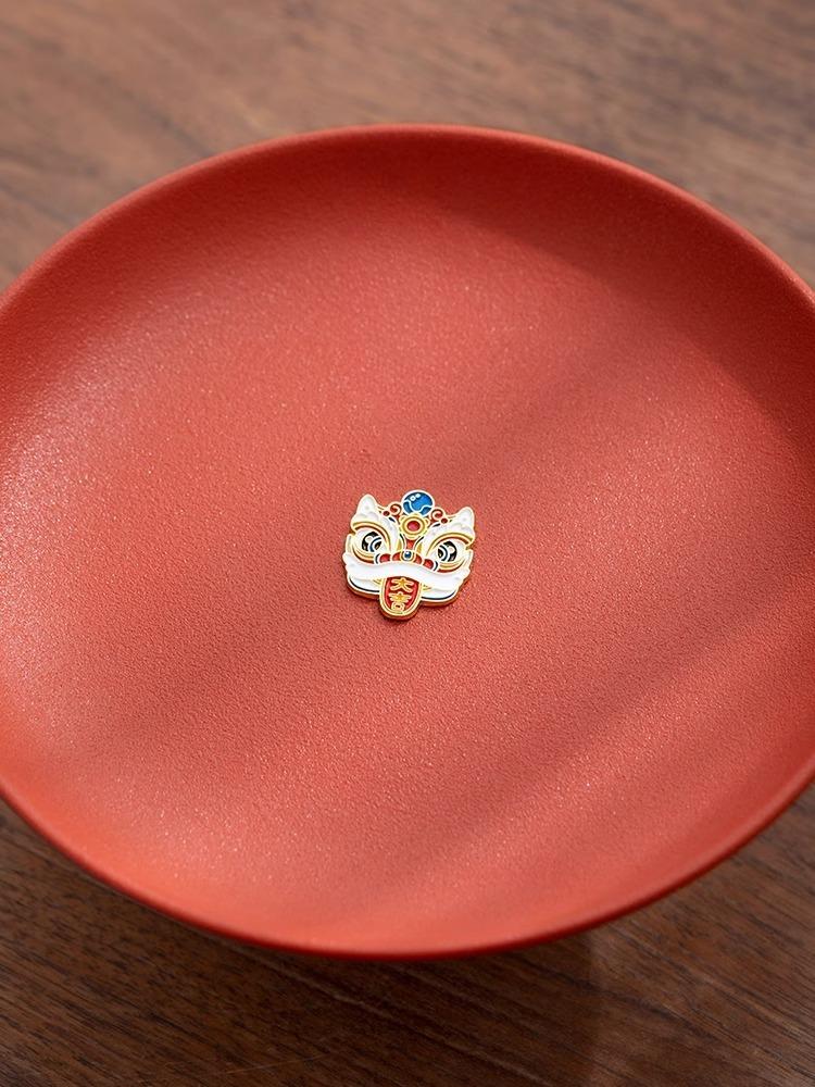 Great Fortune Fruit Plate Home Living Room Ceramic Anti-slip Fruit Plate Light Luxury High-end Round Dried Fruit Snack Plate New