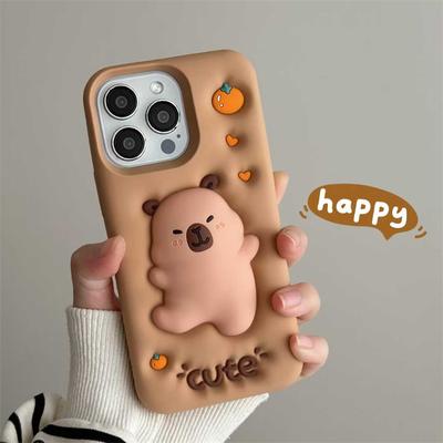 Urocze Kreskówkowe 3D Etui na Telefon Kapibara Dla iphone 16 Pro Max 15 14 Plus 13 12 Pro Max Zabawne Miękkie Silikonowe Etui
