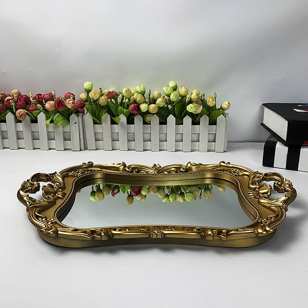 Makeup Serving Tray Decorative Mirror Tray Jewelry Food Holder Photography Props Gadget Bathroom Wedding Anniversary Accessories