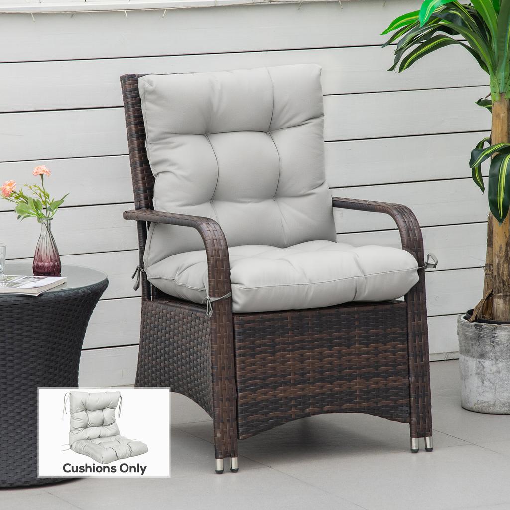 Garden Back Chair Cushion, Comfortable Patio Seat Cushion Pad with Backrest for Outdoor & Indoor Use, Light Grey